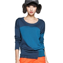 13秋冬新款女式羊绒衫羊毛衫拼色显瘦休闲打底衫针织大码特价