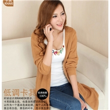 韩版秋装新款中长款针织衫女开衫春秋女装宽松线衣外套女一件代发