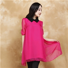 2013秋季新款韩版时尚娃娃领雪纺连衣裙批发大码女装