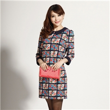 2013秋季新款韩版波西米亚风情复古连衣裙批发大码女装