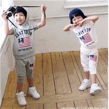 外贸韩版童装2013夏装新款男女童国旗短袖童套装厂家直销