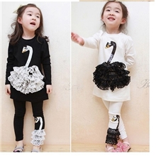 2013秋季新款黑白天鹅套装童套装女童秋装套装韩版童装