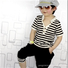 2013韩版条纹童装男童童装儿童套装男童夏装男童运动套装