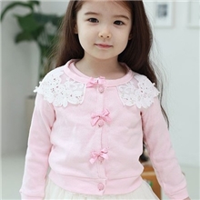 爆款韩版蝴蝶结扣女童空调开衫时尚春秋款蕾丝外套厂家直批