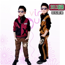 2013新款韩版时尚休闲男童装字母上衣/哈伦裤中大童套装秋款