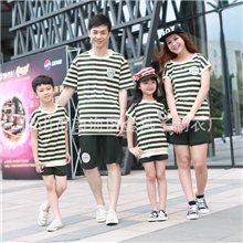 童装2013微章亲子装母女装夏装休闲套装条纹童装套装亲子装批发