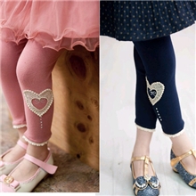 广东产地2013秋冬款韩版儿童打底裤女童爱心纯棉加绒加打底裤