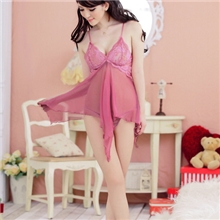 新款特价情趣内衣藕粉色透明不开裆短裙式分体睡衣睡裙套装8169