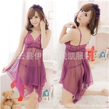 情趣内衣纯恋天使超低胸透明蕾丝露乳裸肩性感女式睡衣8883