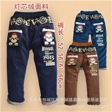 爆款童装韩版儿童童裤条绒平绒棉裤灯芯绒多色加棉加厚小童裤
