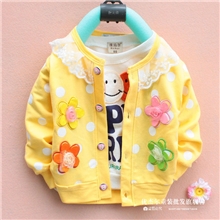童外套2013年春季新款童装批发女童四朵立体花开衫童外套