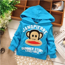 2013春装品牌童装批发韩版新款男女童毛巾绣猴帽衫爆款txg