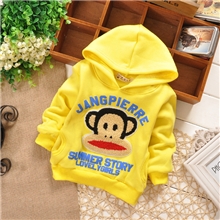 9.4备货节童卫衣抓绒可爱字母猴子连帽卫衣韩版童装批发