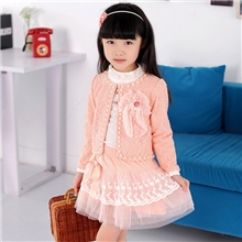 秋冬韩版童套装女童蝴蝶钉珠三件套裙儿童网纱裙外贸原单童