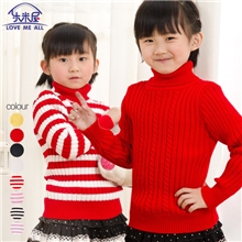 乐米屋秋冬童毛衣儿童毛衣高领打底衫女童毛衫批发广东童装