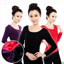 2013新款前后大圆领保暖内衣性感上衣加绒加厚女士内衣