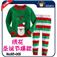 热销童装新款长袖儿童家居睡衣纯棉内衣中小童圣诞节儿童服装