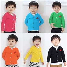 青岛产地童装外贸韩版2013秋款儿童川久玲爱心螺纹开衫外套上衣