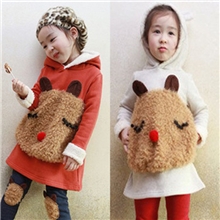 外贸韩版童装批发8秋冬熊猫头加厚羊羔绒卫衣外套暖倍儿裤子套装