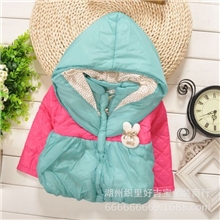 2013冬季新款儿童棉衣韩版时尚兔子蝴蝶节图案棉衣批发一手货源