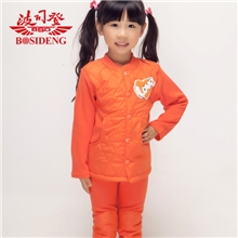 波司登儿童保暖内衣男女童加绒加厚羽丝绒开衫内衣