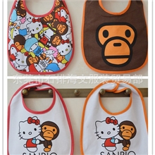 ［广东产地］纯棉bape猿人头三层防水口水巾卡通围嘴大围兜口水兜