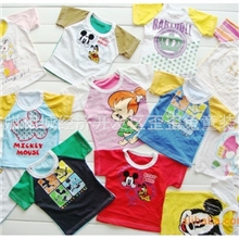 婴幼儿童男女外贸童装批发夏季短袖卡通T恤全棉薄款大号5-6岁