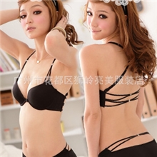 时尚美背性感前扣系带少女文胸内衣套装批发