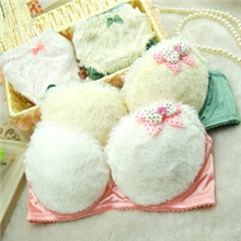 1215秋冬时尚毛毛文胸蝴蝶结三排扣文胸内衣日单内衣套装批发