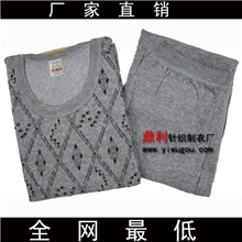 厂家直销涤棉雪花绒拉毛绒印花中领圆领男士保暖内衣套装专供淘宝