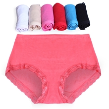 清仓特卖外贸大码中腰塑身棉蕾丝花边三角裤女士内裤2536