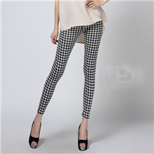 2013秋装新款女装打底裤复古千鸟格印花九分裤牛奶丝涂鸦打底裤
