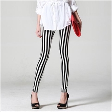 2013秋装新款黑白条纹打底裤复古牛奶丝九分裤韩版九分打底裤