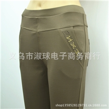 最新韩版烫钻高弹力罗马布休闲小脚裤职业女裤打底裤垂感有加大码