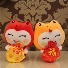 18CM新年礼物送财金蛇毛绒玩具可爱蛇毛绒公仔批发蛇年玩具