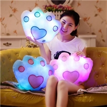 七彩发光抱枕靠垫毛绒玩具熊掌公仔布娃娃生日礼物夜市地摊卖