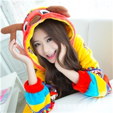 春秋冬季法兰绒加厚水貂绒睡衣女士长袖套装可爱小鹿居家服6611