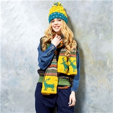 2013新款韩版圣诞雪花小鹿毛线围巾双面多色撞色厚款披肩围巾