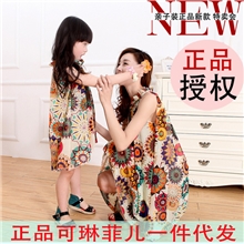 2013新款亲子装批发夏季韩版欧美风印花母女装厂家直销精品