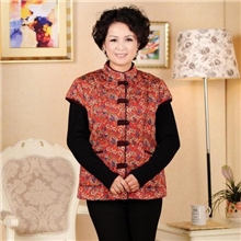 2013新款中老年妈妈装女装春秋款马夹背心刺绣印花奶奶装