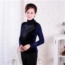 厂家直销秋冬新款中老年女装金丝绒加厚加绒保暖高领内衣打底衫