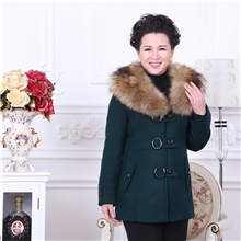 2013秋冬新款中老年女装呢外套时尚修身中年妈妈装毛领厚大衣