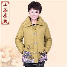 供应2013新款中老年女装冬装棉衣中老年装女装式棉衣纯棉绣花翻领