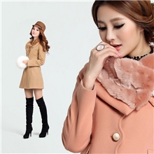 2013秋冬女装韩版韩国毛呢外套毛领修身品牌大衣厂家直销