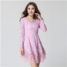 广州欧格菲品牌秋装纯棉修身蕾丝连衣裙批发直供专柜正品13L320