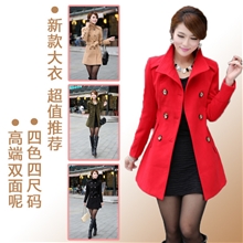 &ldquo;天天限量购&rdquo;特供商13秋冬款女式呢子腰带大衣立领风衣女5666
