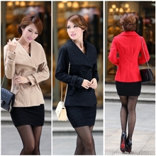淘货源）2013韩版秋冬新款女式外套淑女大翻领短款呢大衣女5222