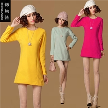 2013秋冬装新款韩版女装批发名媛风百搭修身长袖毛呢连衣裙代理