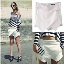 欧美修身时尚纯色几何叠层不规则短裤女式裙裤裙女裤休闲短裤