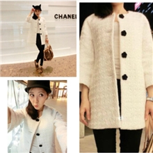 2013秋冬新款女式外套韩版名媛小香风中长款毛呢外套